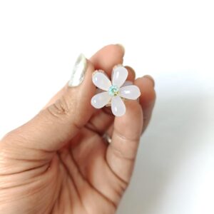 Aashvi Styles,Floral Mini Hair Claw Clips, Pastel Colours, Crystal Rhinestone Centre, 12 Pieces For Women Sweet Artificial Decorative Hair Accessories