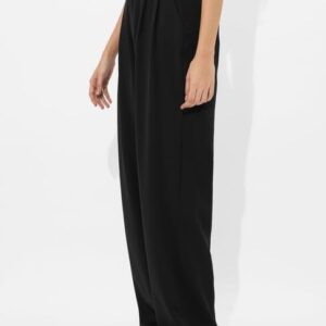 Aashvi Styles High-Waisted Wide Leg Trousers, Black, Korean Style Pants