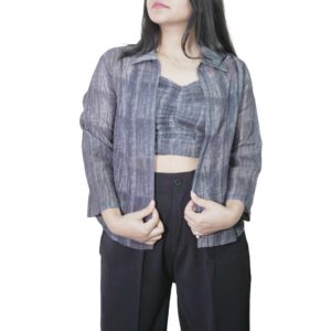 Women’s Linen Shirt With Bralette Top, Long Sleeve, 5 Colours Available